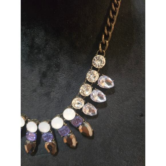 Women's Silver Tone Rhinestone Drop Pendant Chain Necklace Lobster Clasp - Picture 3 of 6